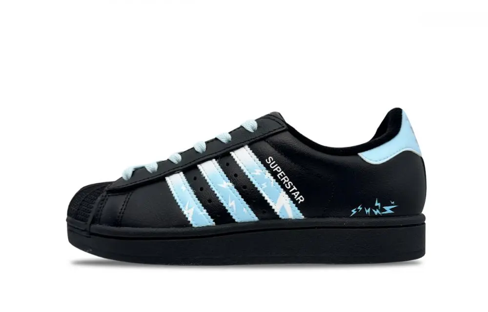Adidas Originals Superstar 2 Abrasion Resistant Low Top Skateboard Shoes Unisex Blue Black