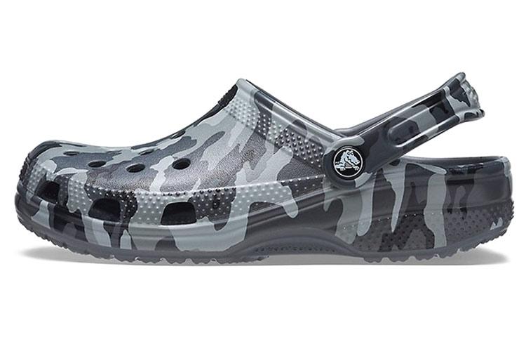 Crocs Beach Sandals Gray Camouflage Unisex