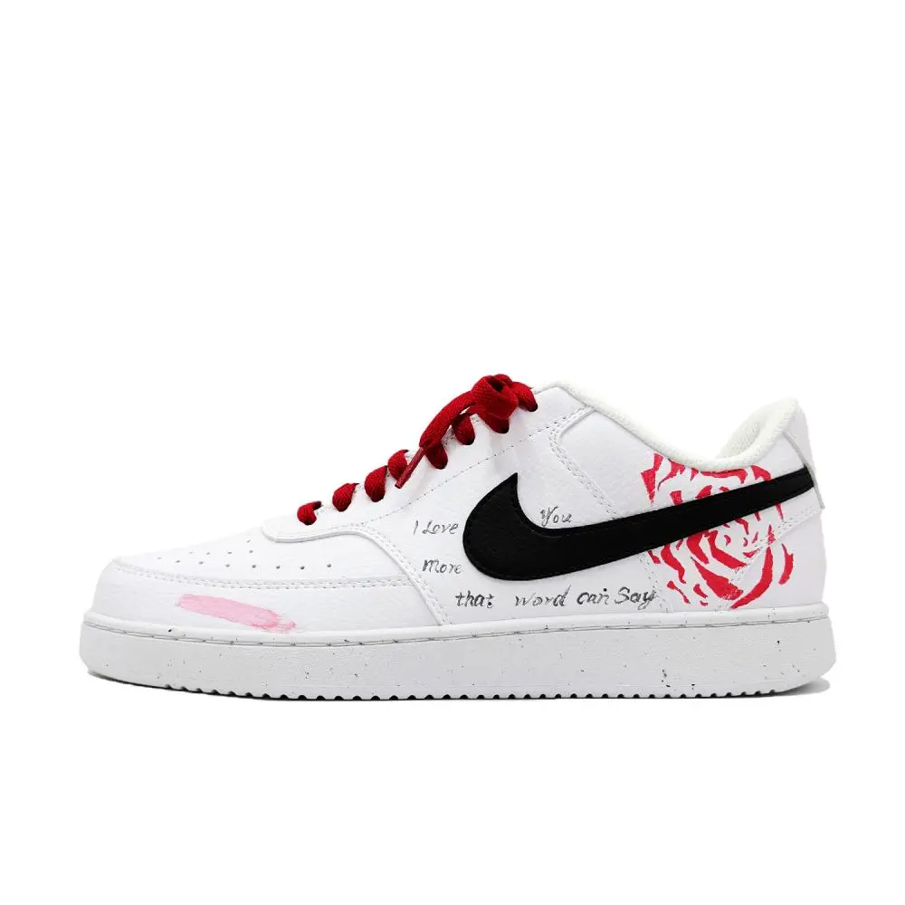 Nike Court Vision 1 Unspoken Love Cushioning, Wear Resistant Low Top Skateboard Shoes Men's Red White