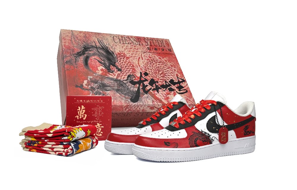 Nike Air Force 1 Low-Top Skateboard Shoes Men's Red White