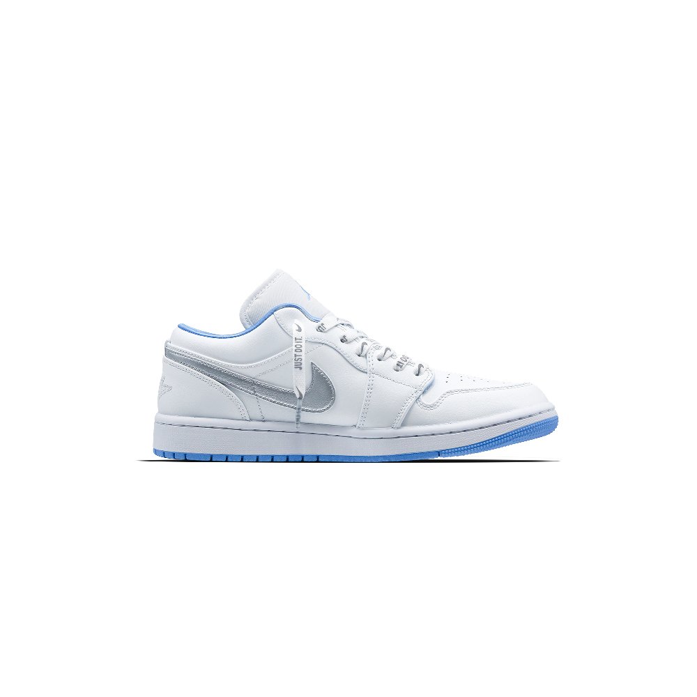Jordan Air Jordan 1 University Blue Silver Fox Low Top Vintage Basketball Shoes Women's Blue White Silver