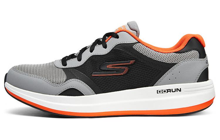 Skechers Cushioning Anti-Slip And Wear-Resistant Low-Top Casual Running Shoes Men's Gray Black Orange