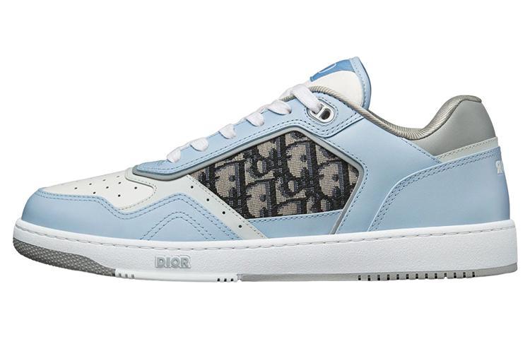 DIOR B27 Low Light Blue White And DIOR Gray Smooth Calfskin With Beige And Black DIOR Oblique Jacquard