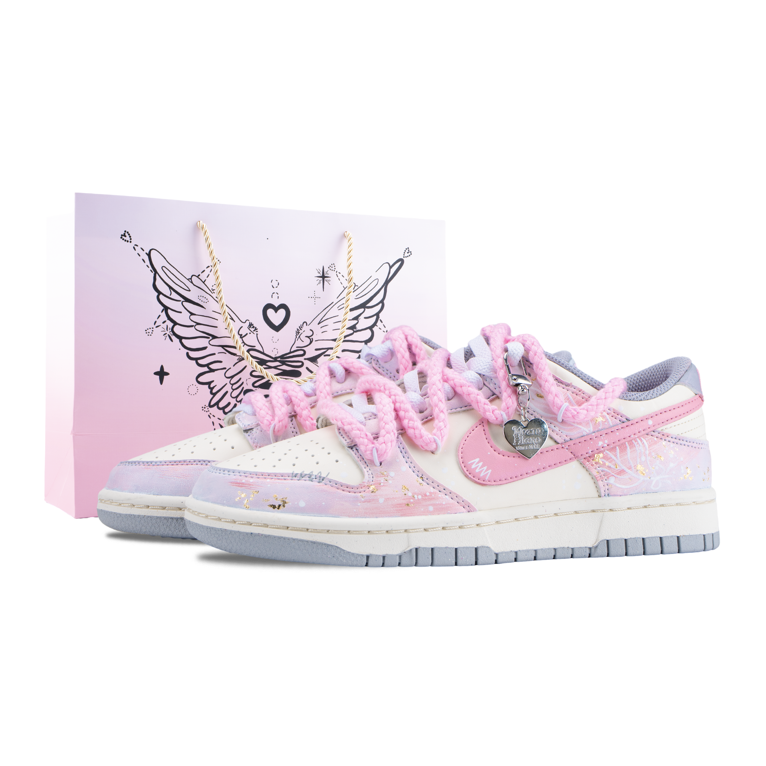 Nike Dunk Sweet Almond Glow Abrasion Resistant Low top Skateboard Shoes Unisex Pink Gray