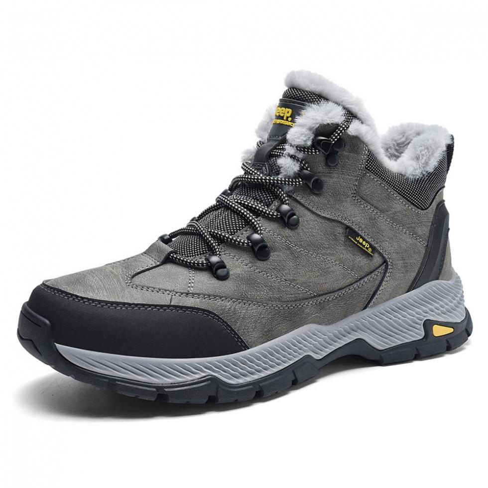 Jeep Anti-Slip And Wear-Resistant Warm Mid-Top Outdoor Shoes Men's Gray