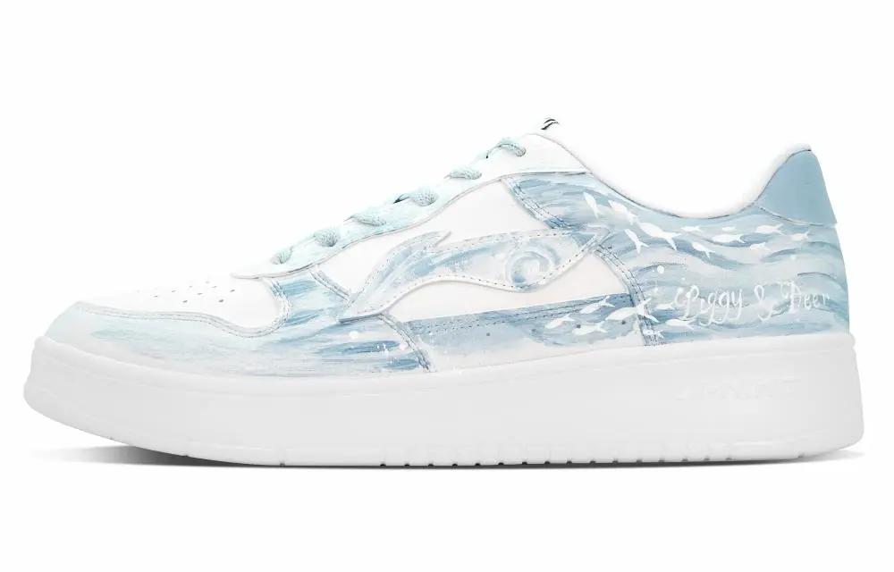 LiNing Pontoon Boats Abrasion Resistant Height Increasing Coverage Low top Skateboard Shoes Men's White Blue