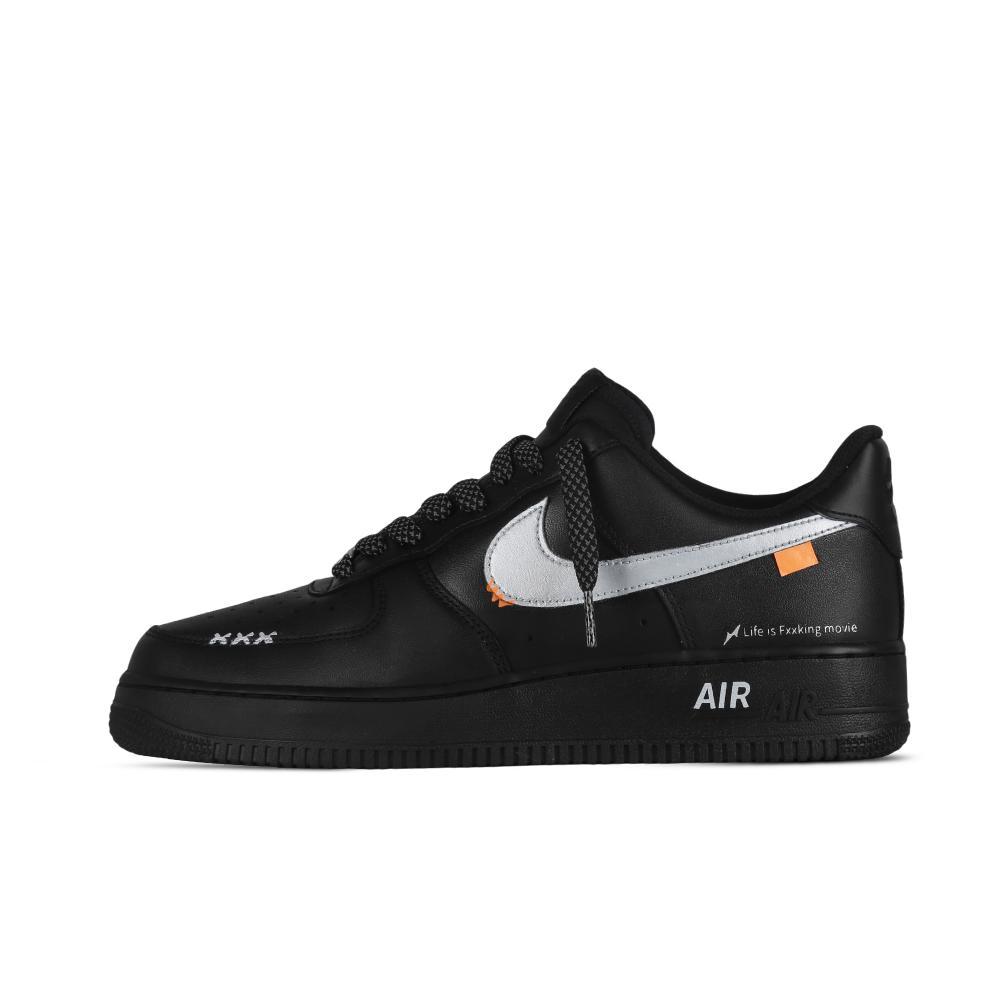 Nike Air Force 1 Life Is Like A Play Slip-Resistant Coverage Low-Top Skateboard Shoes Unisex Black Silver