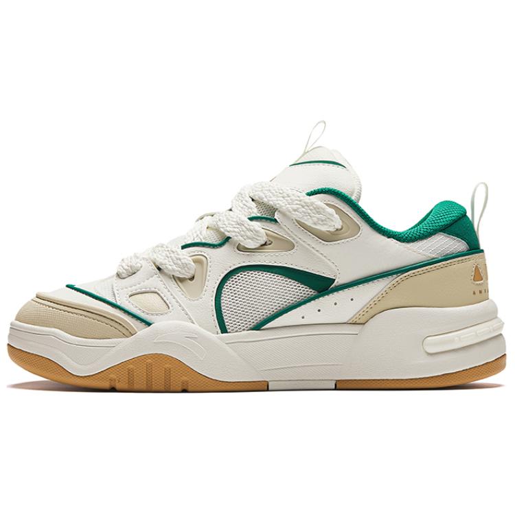 Anta AOJIE S Cushioning Wear-Resistant Low-Top Skateboard Shoes Men's White Yellow Green
