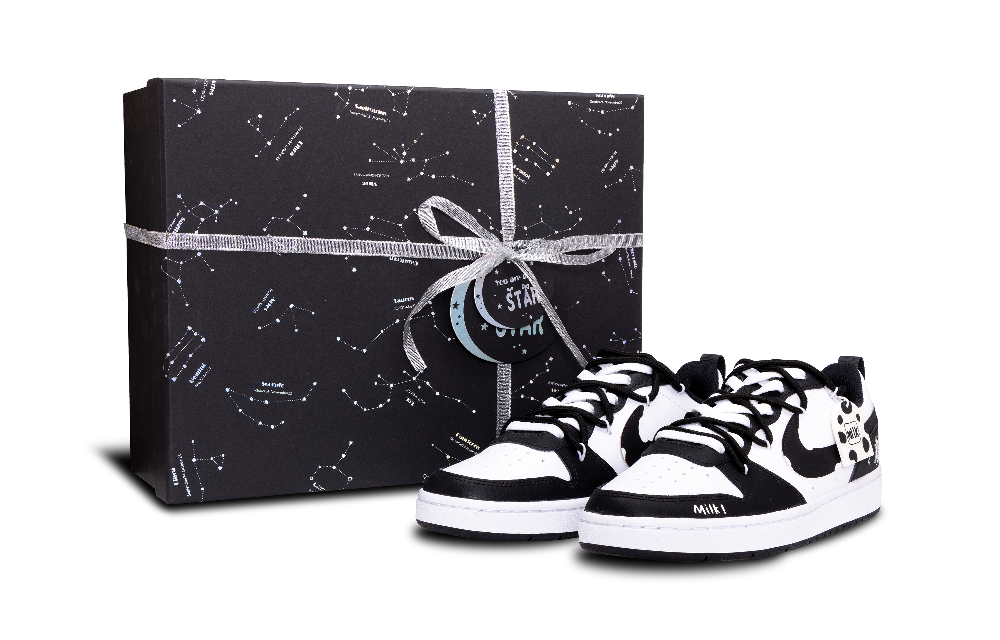 Nike Court Borough Anti-Slip And Wear-Resistant Lightweight Low-Top Skateboard Shoes GS Black White