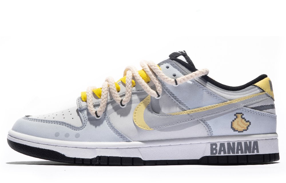 Nike Dunk Low Anti Slip Wear Resistant Low Top Skateboard Shoes GS Blue Gray Yellow