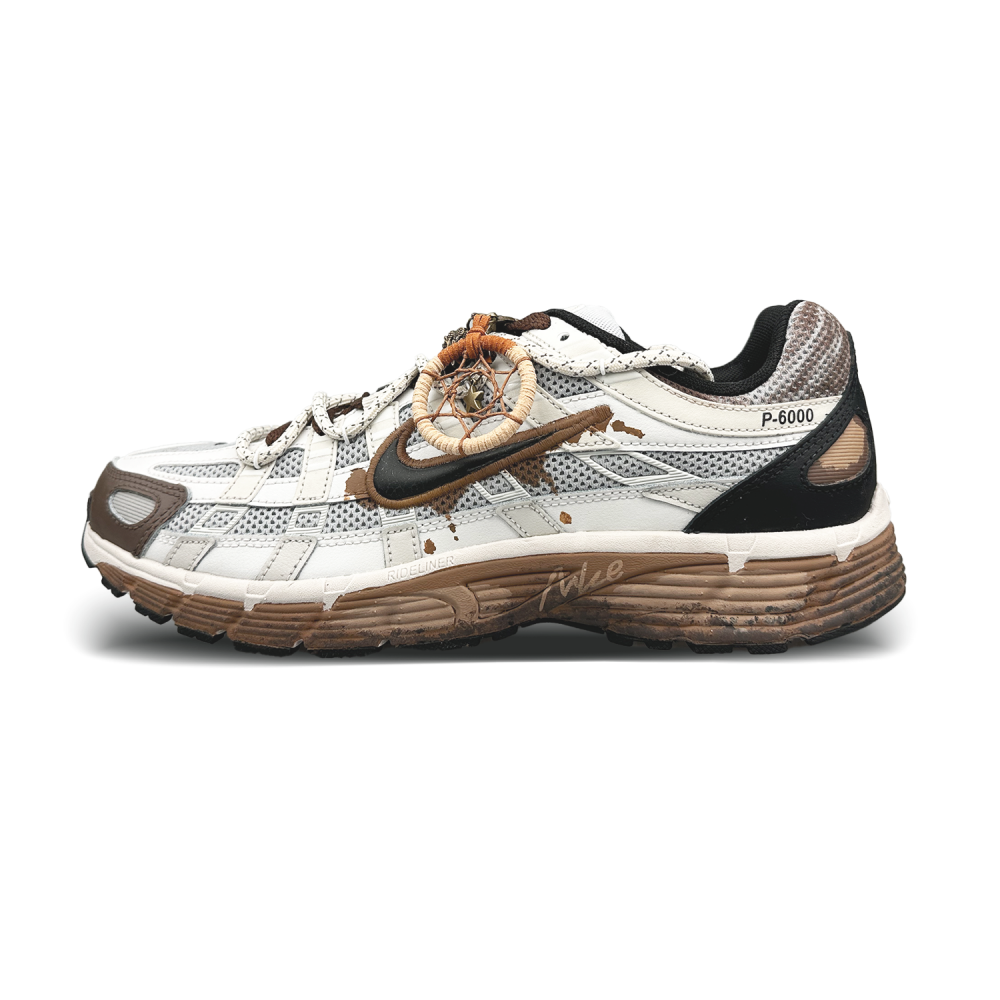 Nike P-6000 Anti-Slip And Wear-Resistant Lightweight Low-Top Running Shoes Unisex Brownish-white-gray