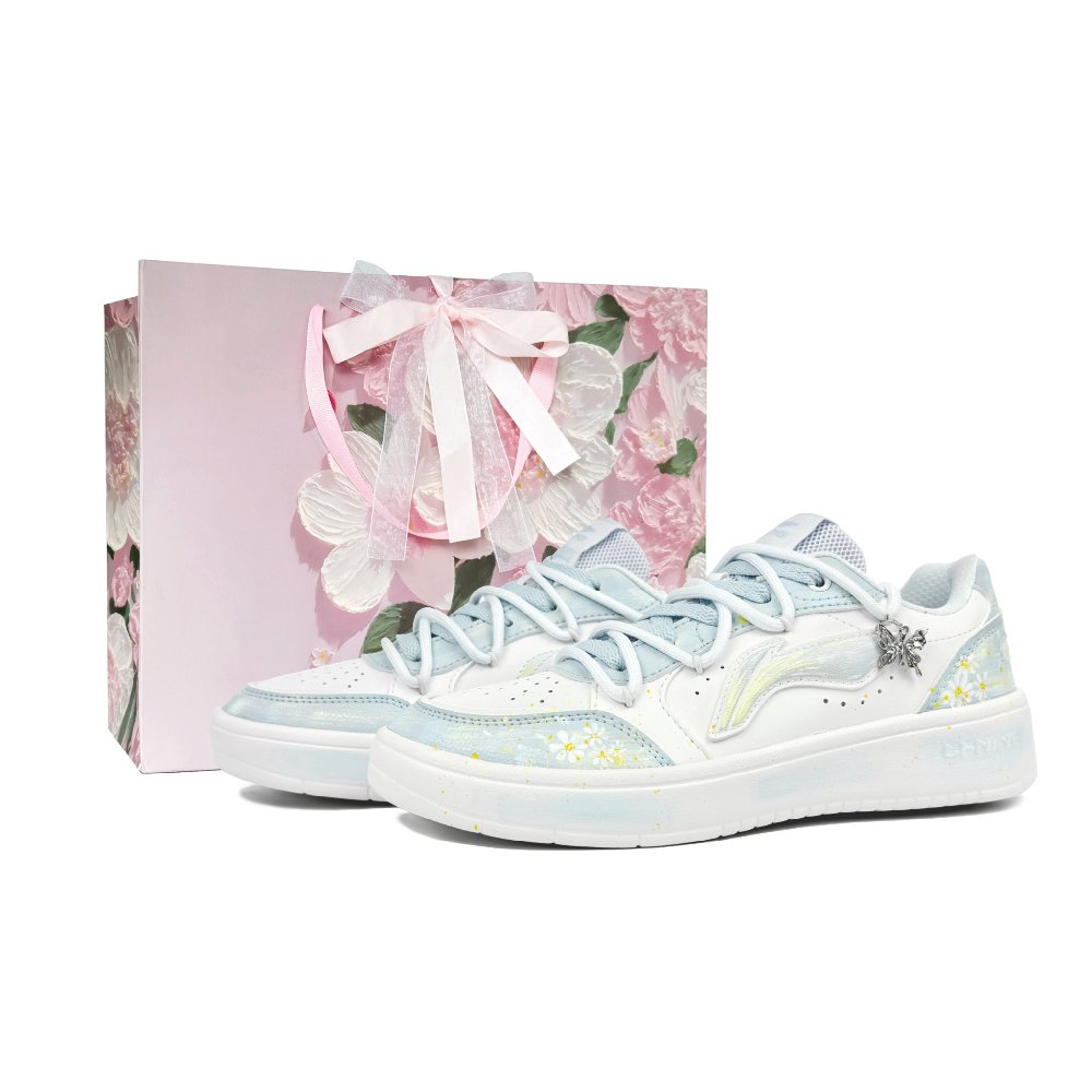 LiNing Yuanbao Pure Lightweight, Breathable, And Slip Resistant Low Top Skateboard Shoes Women's Light Blue