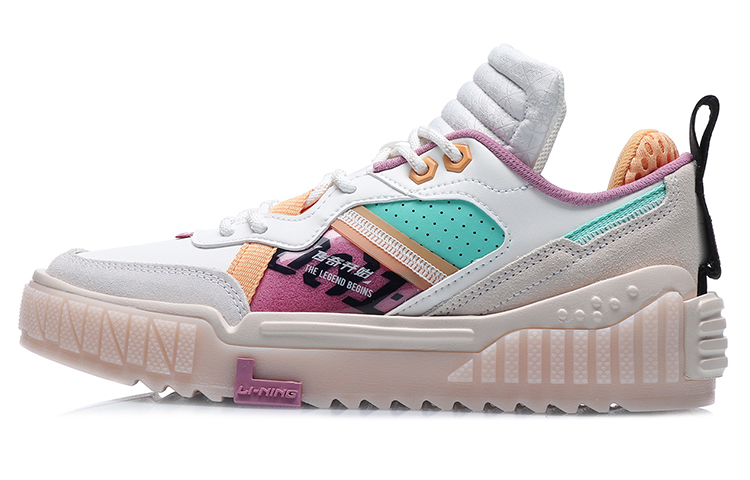 LiNing 001 Unblock Anti-Slip And Wear-Resistant Lightweight Low-Top Skateboard Shoes Women's White Purple