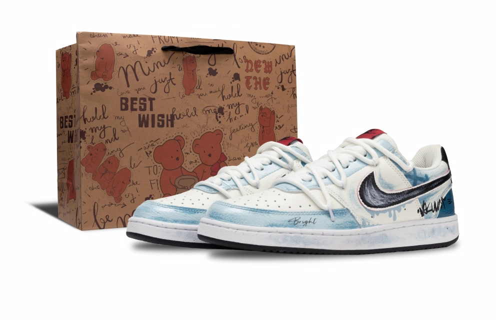 Nike Court Vision 1 Making An Immediate Appearance Abrasion Resistant Low top Skateboard Shoes Unisex Blue White