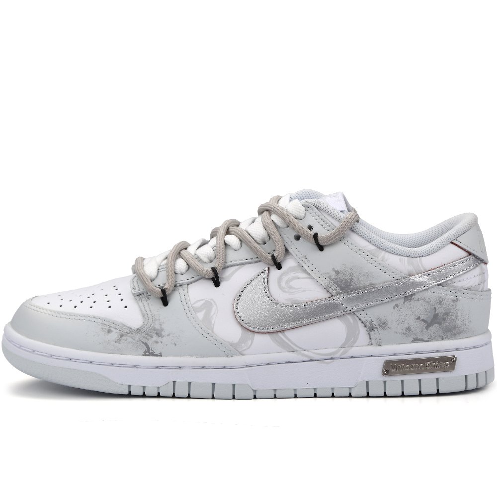 Nike Dunk Anti-Slip Wear-Resistant Low-Top Skateboard Shoes Men's Gray White