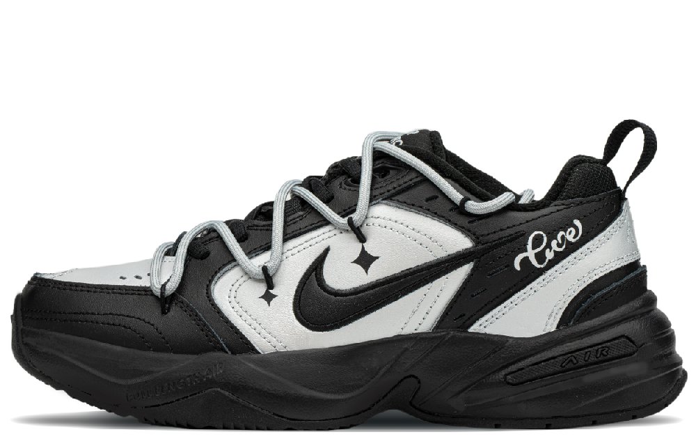 Nike Air Monarch 4 Low-Top Chunky Sneakers Unisex Black Silver