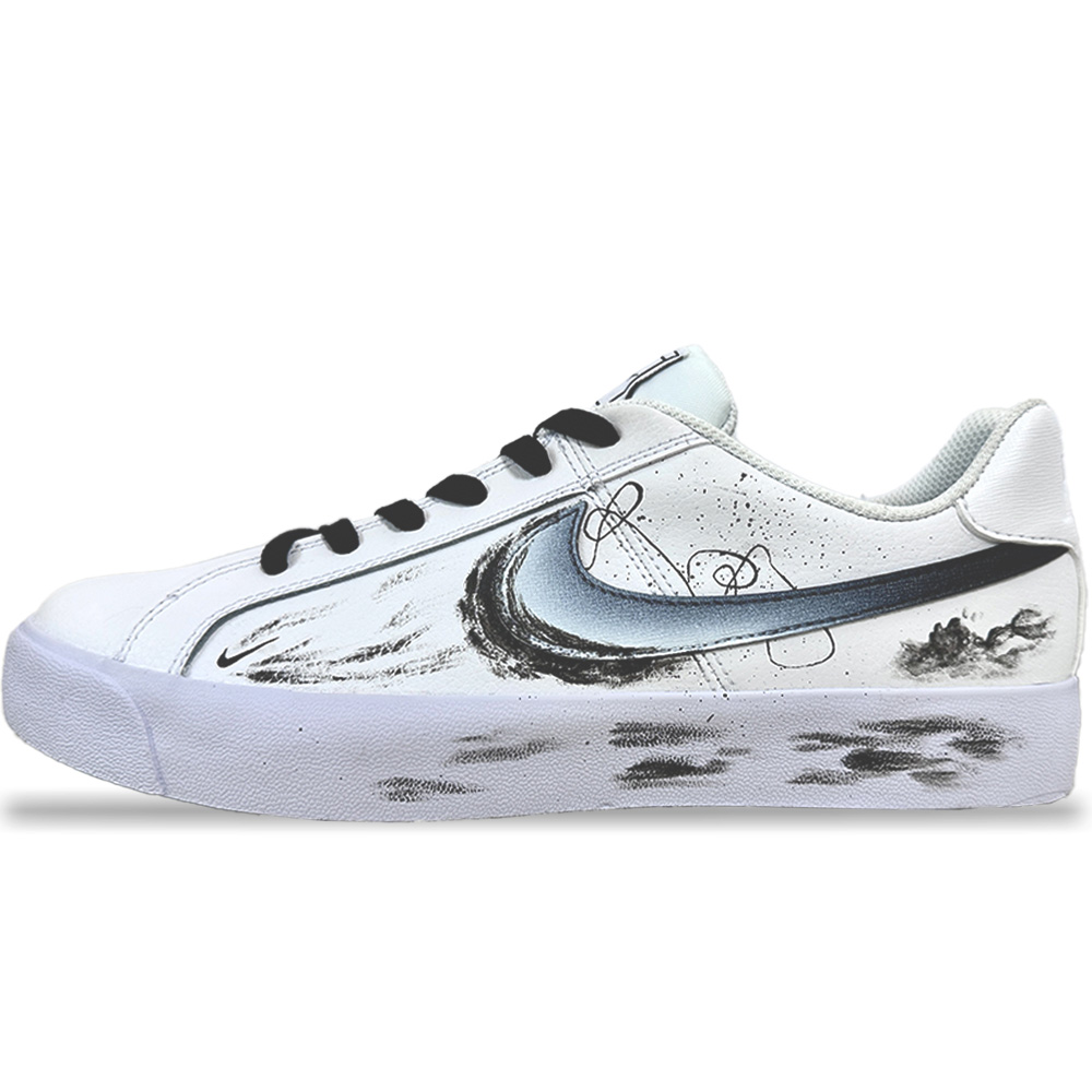 Nike Court Royale Ae Non-slip Lightweight Low-Top Skateboard Shoes Unisex Black White
