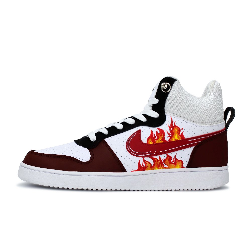 Nike Court Borough Skateboard Shoes Men Mid-Top Red Black/White