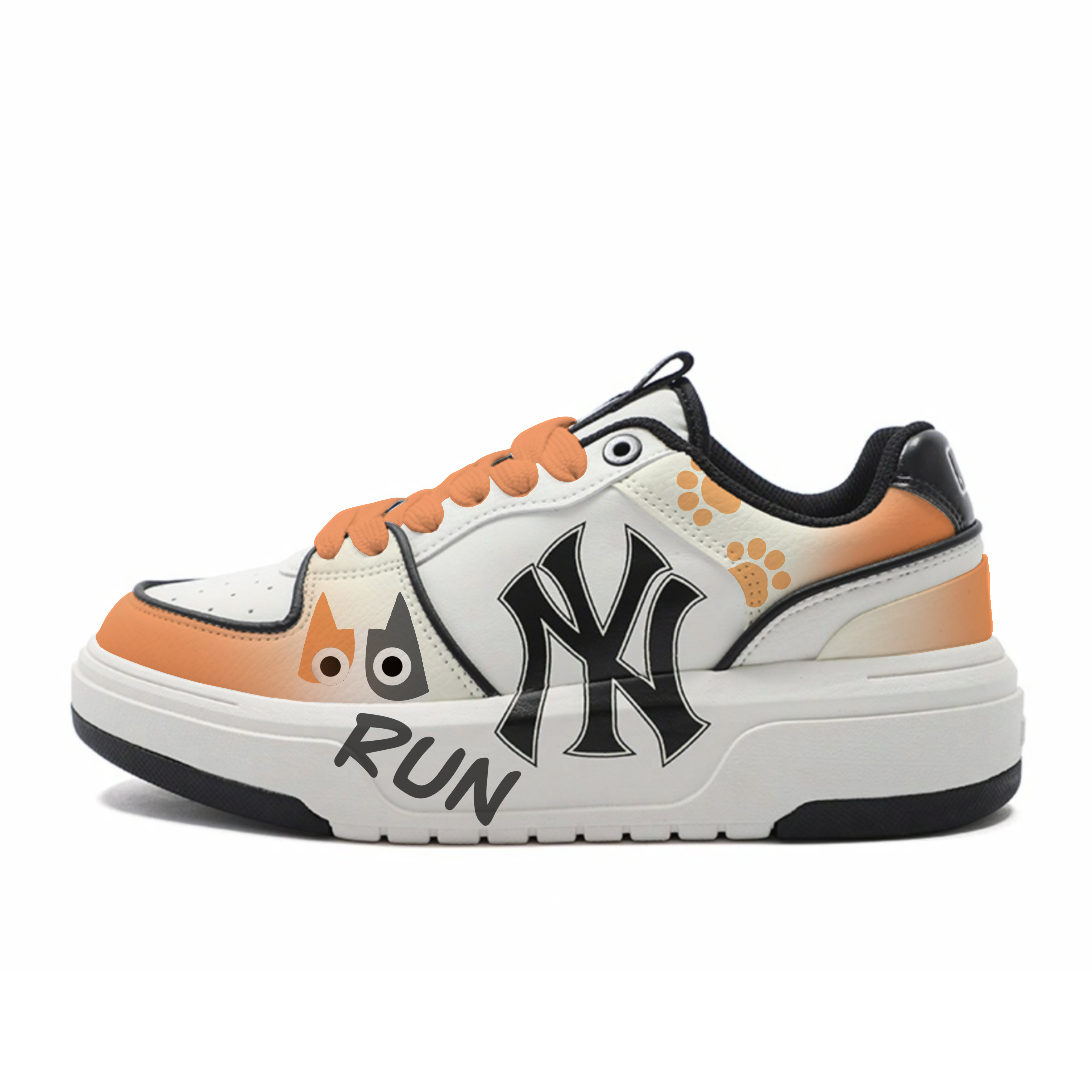 MLB Chunky Liner Slip Resistant, Abrasion Resistant, Breathable Low Top Skateboard Shoes Unisex White Orange