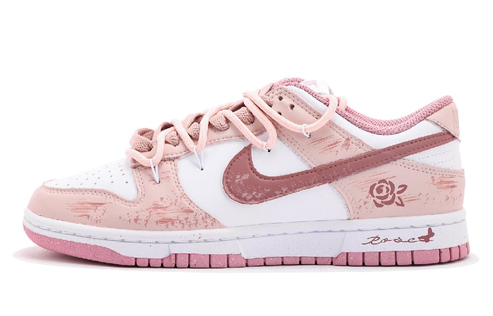 Nike Dunk Anti Slip Wear Resistant Low Top Skateboard Shoes Women's Pink White
