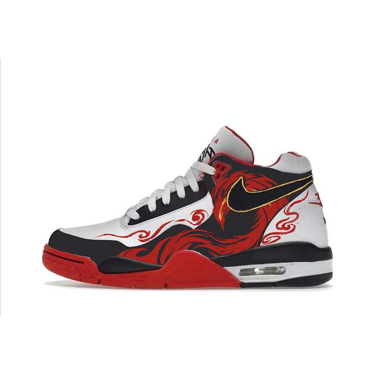 Nike Flight Legacy Anti-Slip Wear-Resistant Mid-Top Vintage Basketball Shoes Unisex Black Red