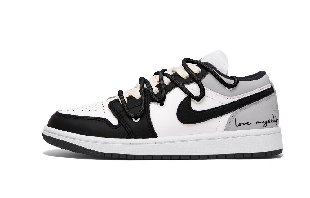Jordan Air Jordan 1 Puppy Fragment Low-Top Vintage Basketball Shoes Women's Black Gray