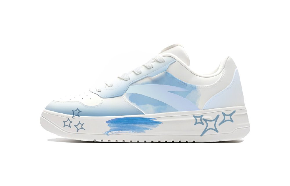 Anta Relaxed Anti Slip Wear Resistant Low Top Skateboard Shoes Unisex Blue