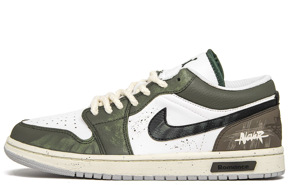 Jordan Air Jordan 1 Valley Low Top Vintage Basketball Shoes Men's Green Brown