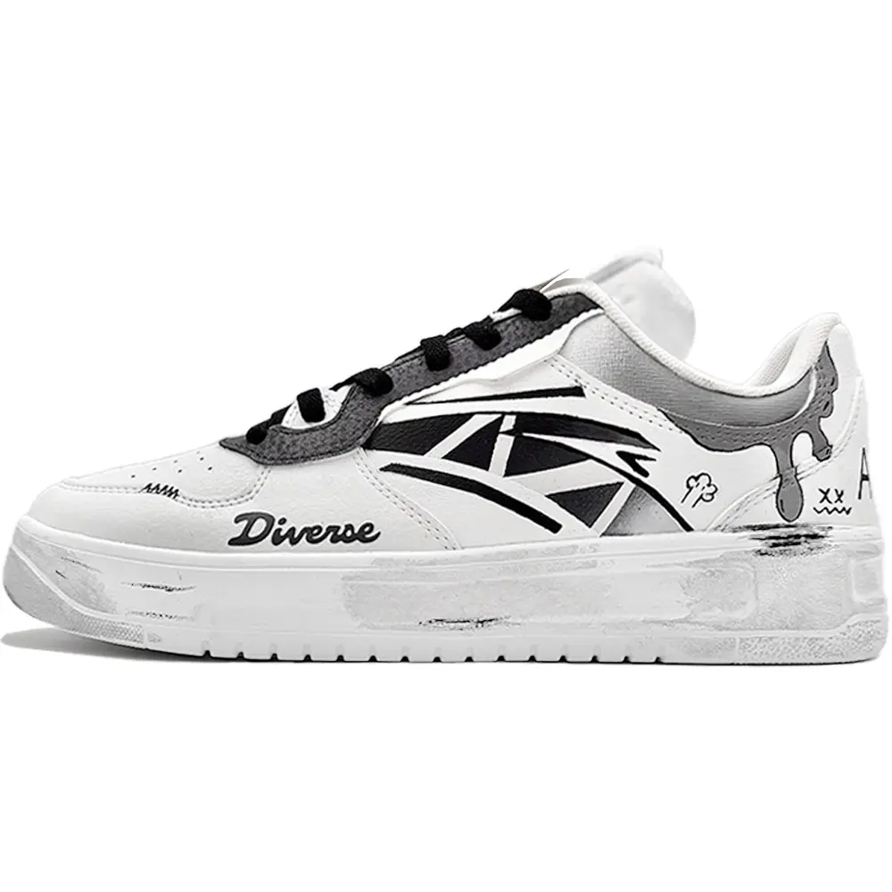 Anta Relaxed Abrasion Resistant Shock Absorbers Low top Skateboard Shoes Unisex Black White