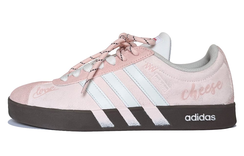 Adidas VL COURT 2.0 Foamy Cheeses Shock Absorbers Low Top Skateboard Shoes Unisex Pink