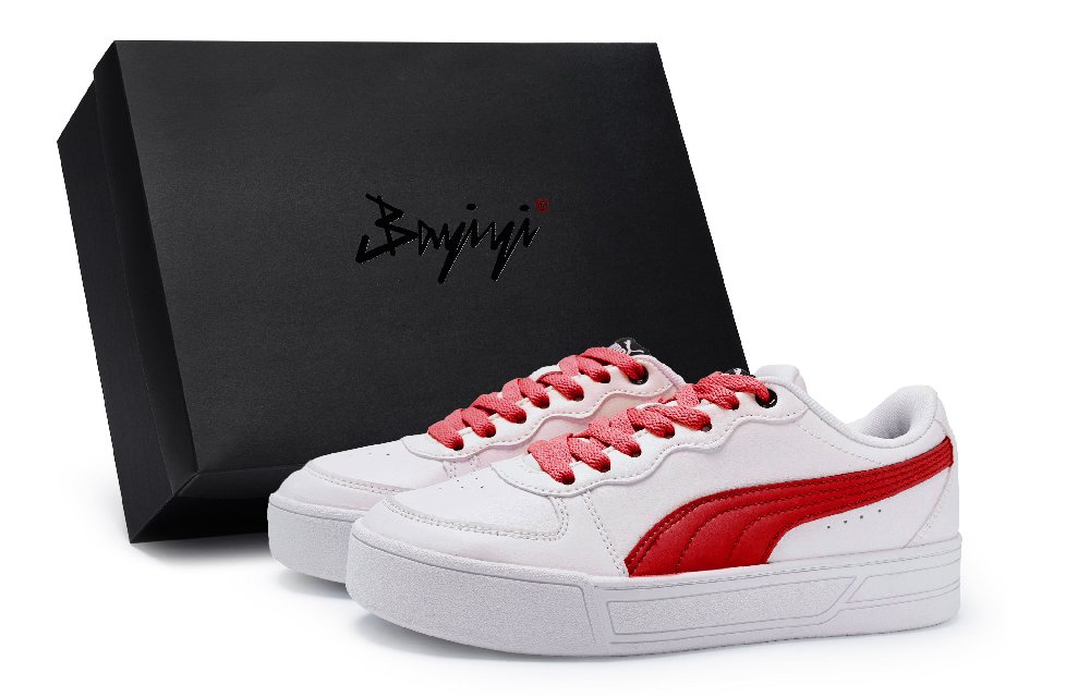 PUMA Skye Non-slip Lightweight Low-Top Skateboard Shoes Women's White Red