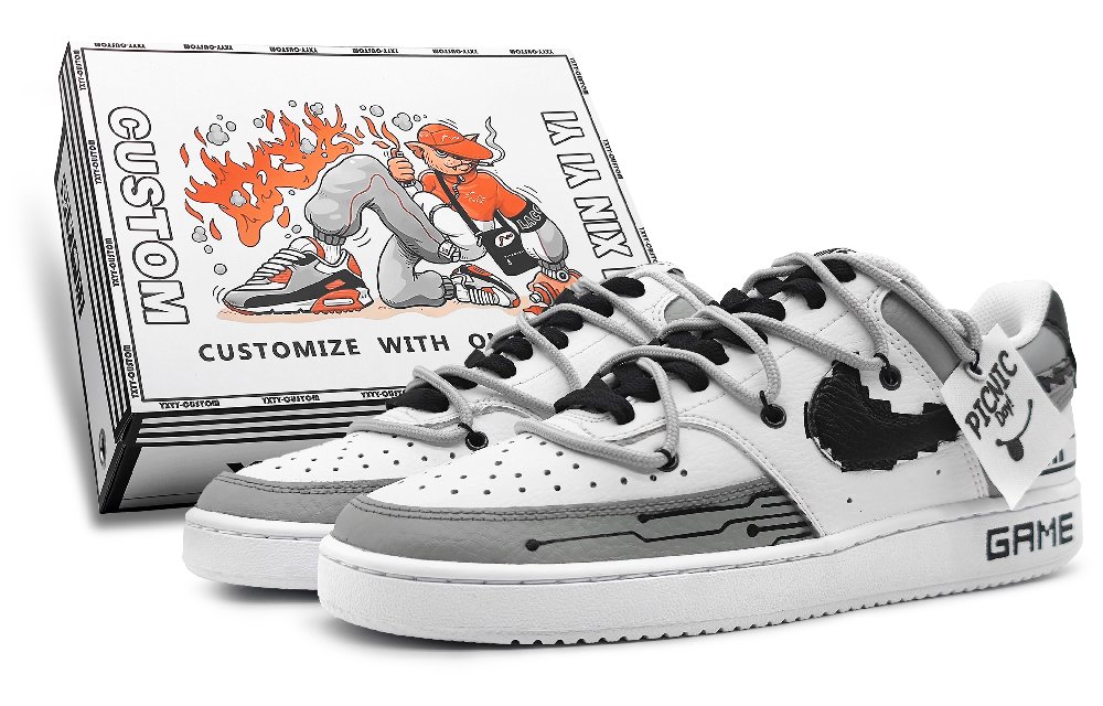 Nike Court Vision 1 Low Low-Top Skateboard Shoes Men's Black White Gray