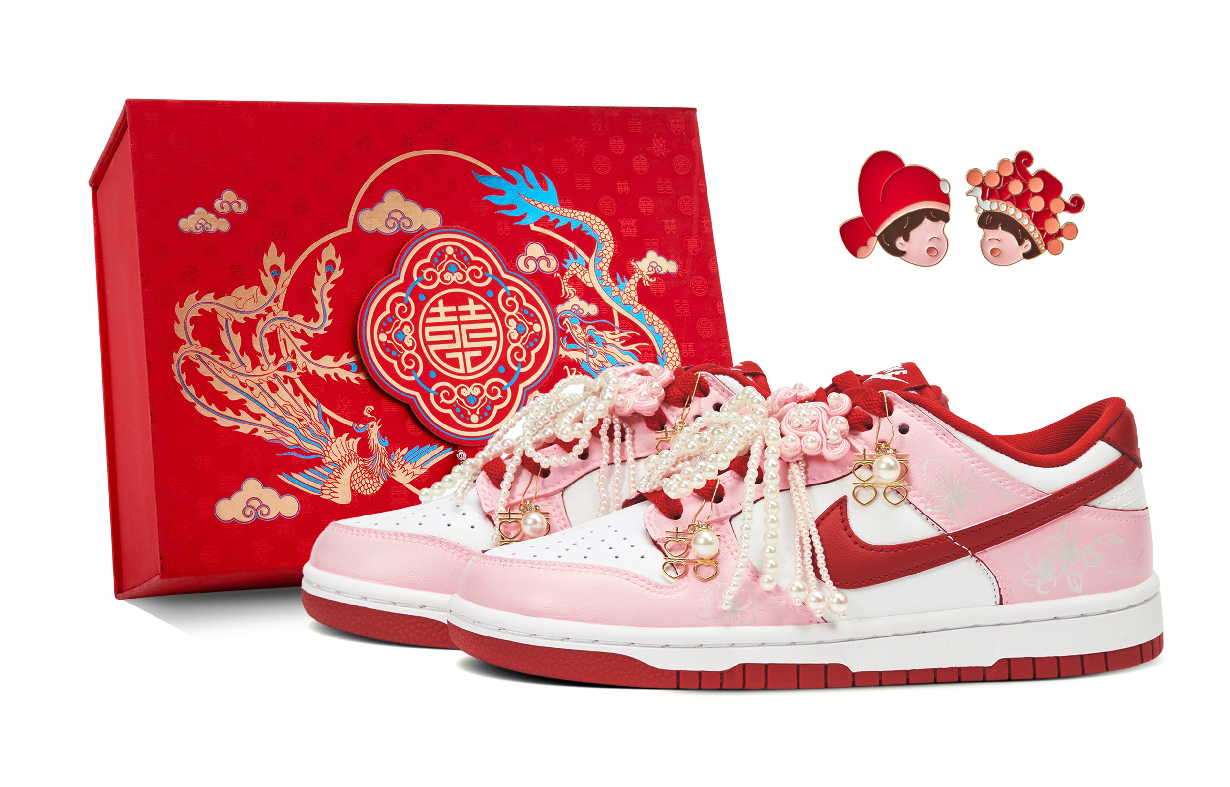 Nike Dunk Abrasion Resistant Low top Skateboard Shoes Women's Pink