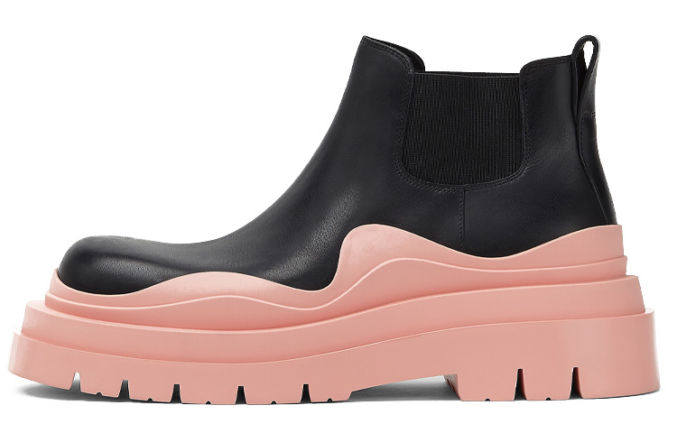 Bottega Veneta Tire Ankle Chelsea Boot Black Pink Women's