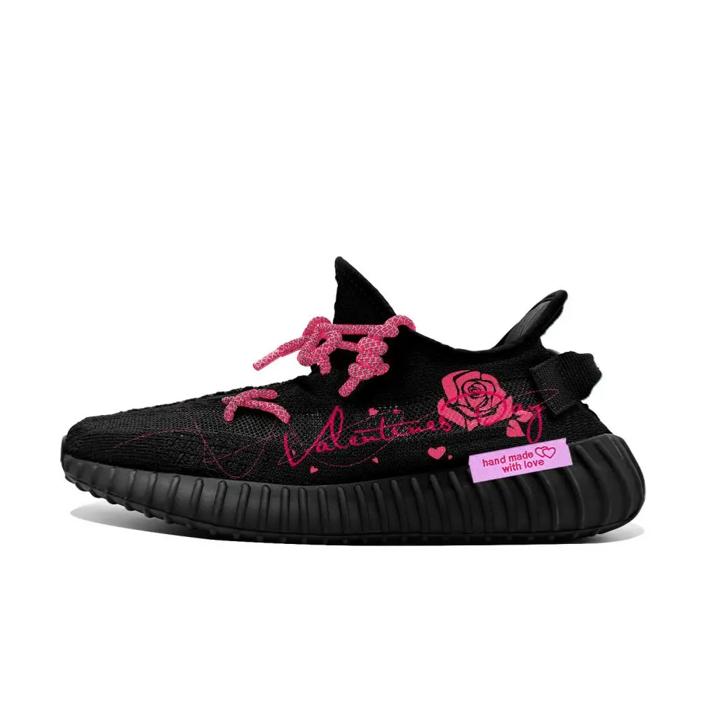Adidas Originals Yeezy Boost 350 V2 Rose Box Cushioning, Wear Resistant Low top Casual Shoes Unisex Black