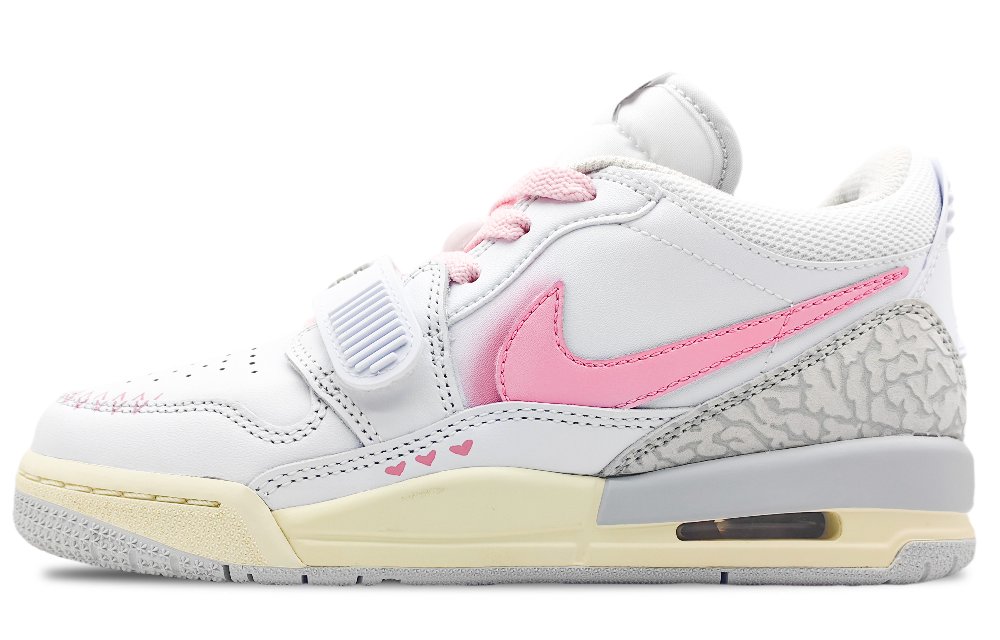 Jordan Legacy 312 Cushioned Slip-Resistant Low-Top Vintage Basketball Shoes GS White Pink
