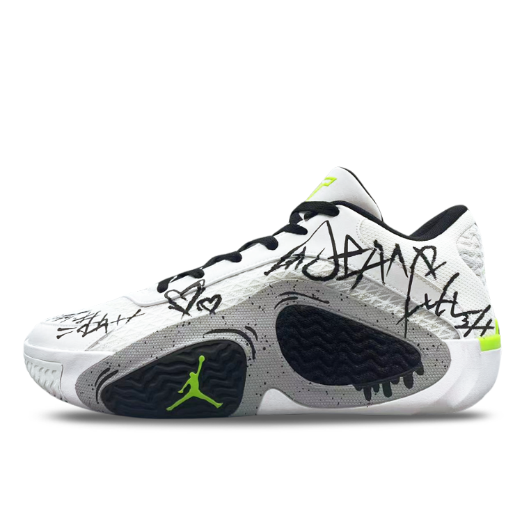 Jordan Tatum 2 Cushioning Abrasion Resistant Breathable Slip Resistant Low Top Basketball Shoes Men's White Black