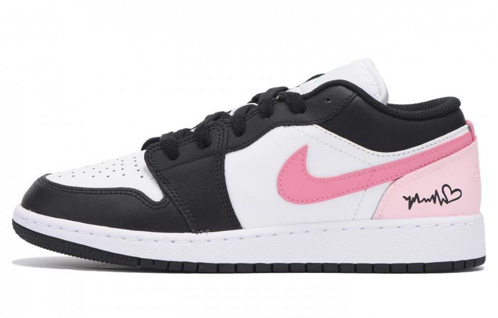 Jordan Air Jordan 1 Slip-Resistant Coverage Low-Top Vintage Basketball Shoes GS Black Pink