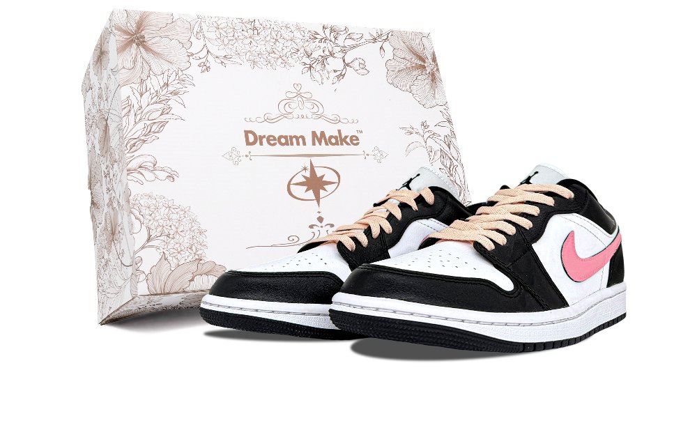 Jordan Air Jordan 1 Abrasion Resistant Low Top Vintage Basketball Shoes Unisex Black Pink