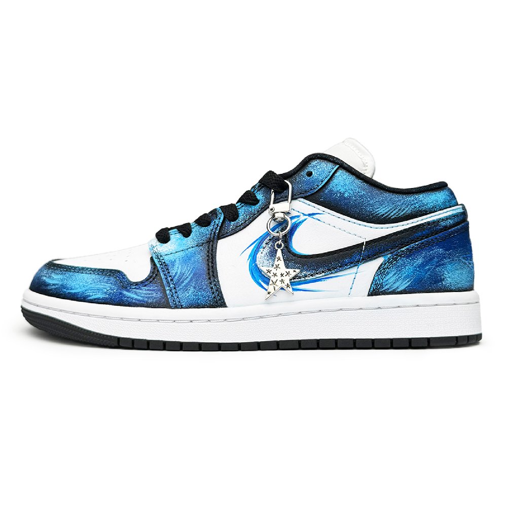 Nike Air Jordan 1 Starry Night Low Top Vintage Basketball Shoes Unisex Royal Blue