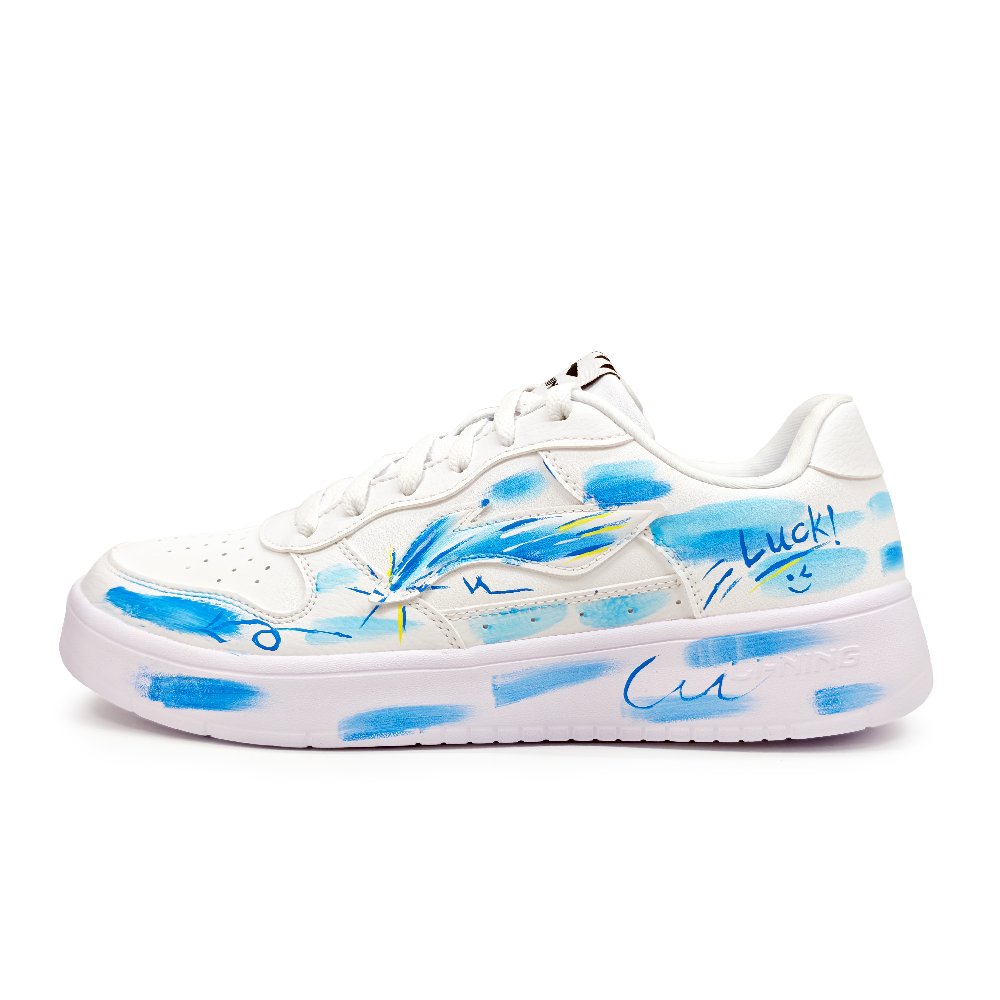 LiNing Pontoon Boats Lightweight And Breathable Low top Skateboard Shoes Unisex White