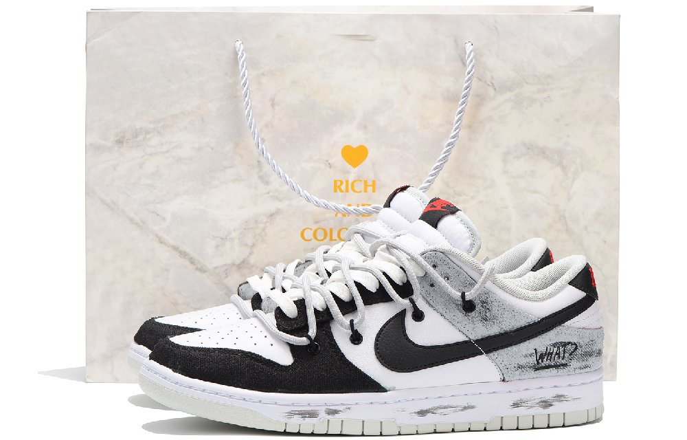 Nike Dunk Slip-Resistant Cushioning Wear-Resistant Lightweight Low-Top Skateboard Shoes Men's Black White Gray