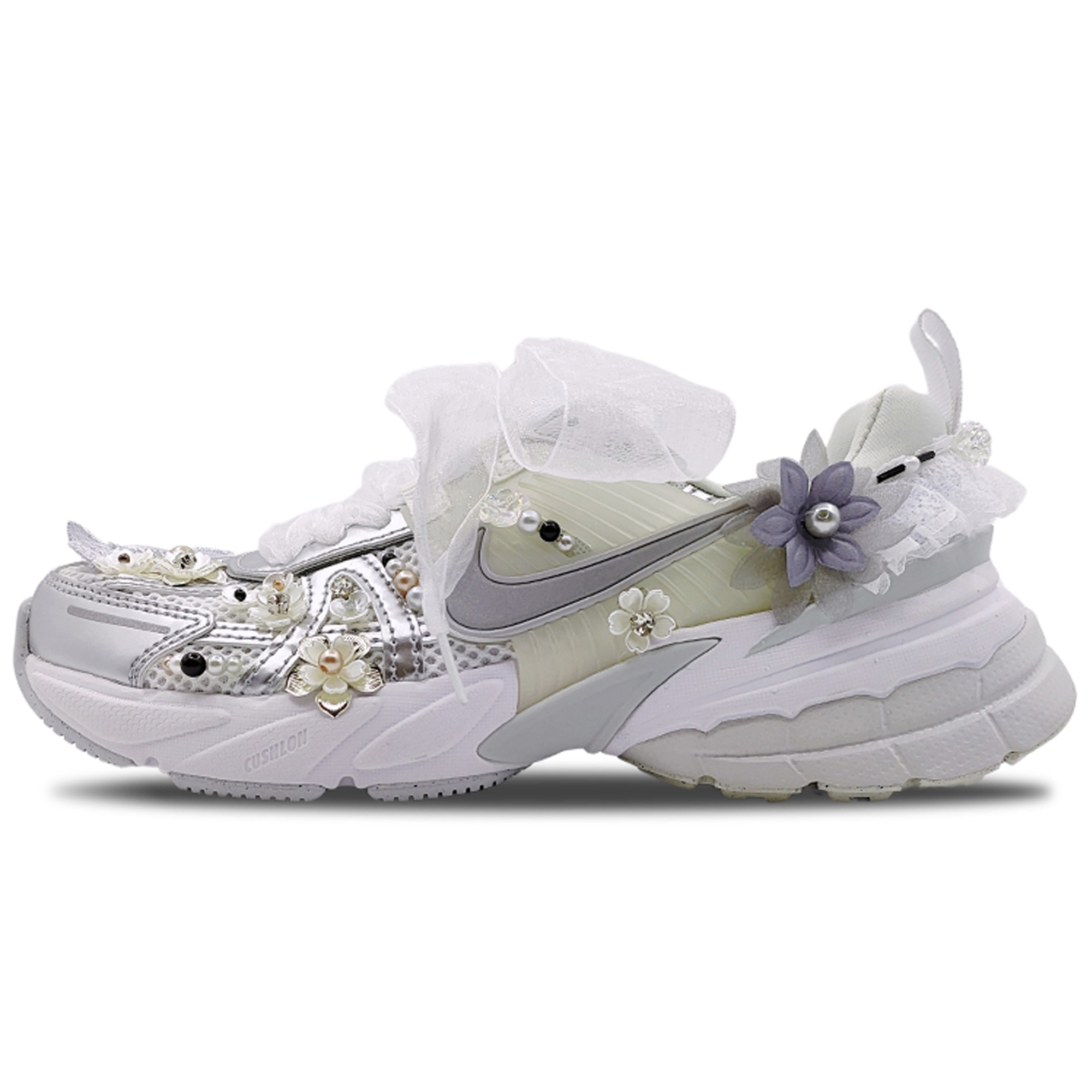 Nike V2K Run Low-Top Casual Running Shoes Women's Silver White