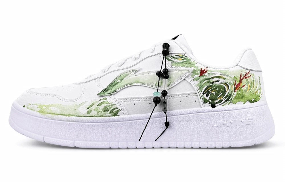 LiNing Pontoon Boats Slip Resistant Abrasion Resistant Low top Skateboard Shoes Men's White Green