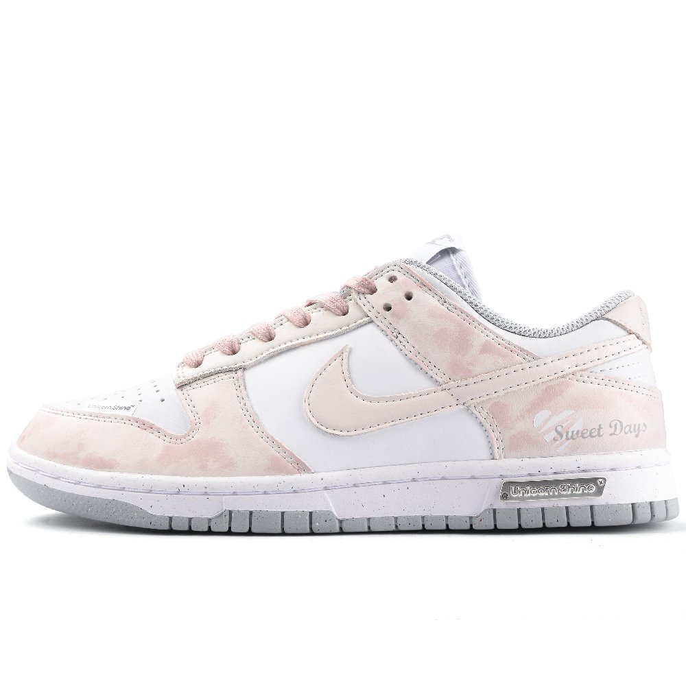 Nike Dunk Heartfelt Signal Anti Slip Wear Resistant Low Top Skateboard Shoes Unisex Pink White