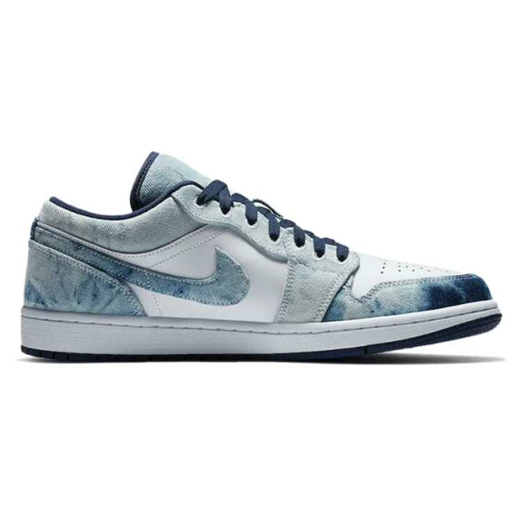 Jordan Air Jordan 1 Durable Breathable Low-Top Vintage Basketball Shoes Men's White Blue