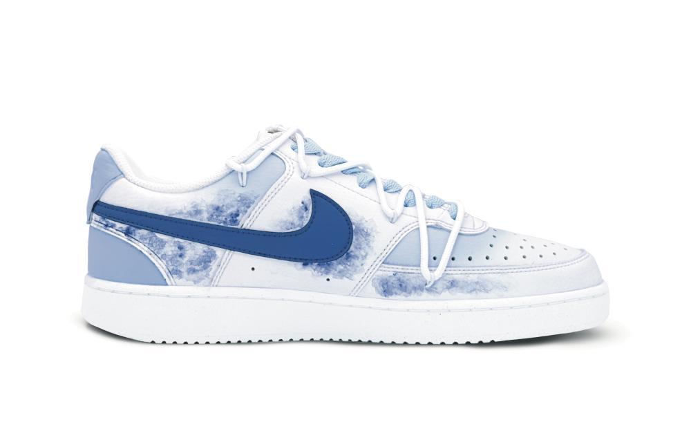 Nike Court Vision 1 Anti-Slip Wear-Resistant Low-Top Skateboard Shoes Women's Blue White купить в интернет-магазине Yoocart с быстрой доставкой по России.