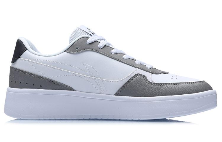 LiNing Duda Anti-Slip Wear-Resistant Breathable Height Increasing Low-Top Skateboard Shoes Men's White Gray