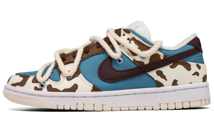 Nike Dunk White Sail Anti-Slip And Wear-Resistant Lightweight Low-Top Skateboard Shoes Women's Brown Blue Red