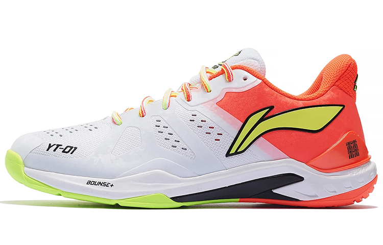 LiNing Cloud Thunder Cushioned Slip Resistant Abrasion Resistant Breathable Low Top Badminton Shoes Unisex White Red